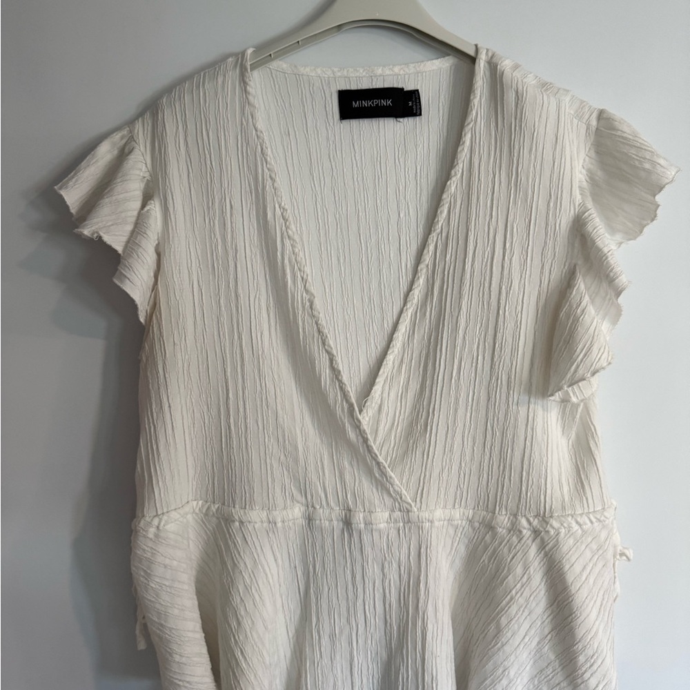 MINKPINK Women's White Textured Blouse